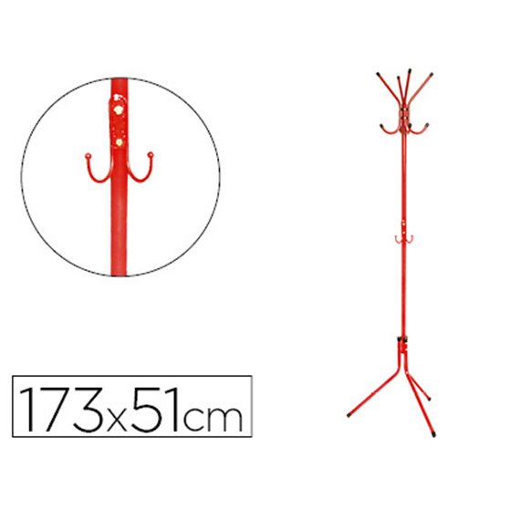 Perchero Metalico Q-Connect Rojo 8 Colgadores 173X51 Cm