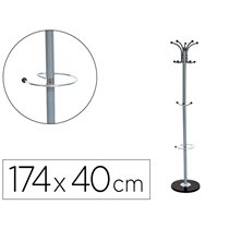 Perchero Metalico Q-Connect Gris De Pie 10 Colgadores Y Paraguero 174X40Cm