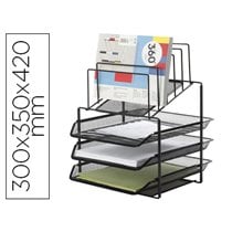 Bandeja Clasificadora Sobres Q-Connect Kf17296 Metalica Rejilla Negra 3 Bandejas 300X350X420 Mm