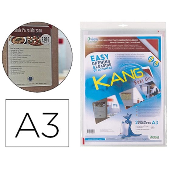 Funda De Presentacion Tarifold Adhesiva Removible Din A3 Con Esquina Magnetica Capacidad Para 10 Hojas Pack