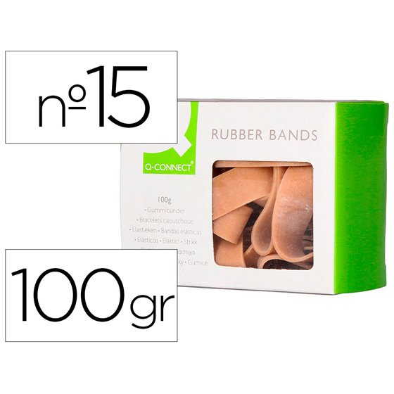 Bandas Elasticas Q-Connect 100 Gr 150X10 Mm Numero 15