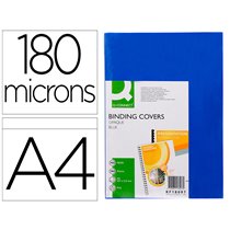Tapa De Encuadernacion Q-Connect Pvc Din A4 Opaca Azul 180 Micras Caja De 100 Unidades