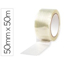 Cinta Adhesiva Q-Connect Monofilamentos Transparente 50 Mt X 50 Mm Para Embalaje