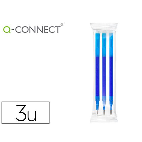 Recambio Boligrafo Q-Connect Retractil Kf11058 Borrable Azul Caja De 3 Unidades