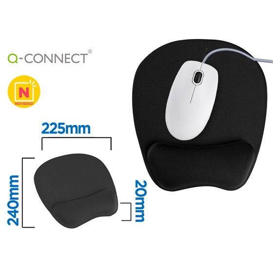 Alfombrilla Para Raton Q-Connect Con Reposamu�ecas Ergonomica De Gel Color Negro 225X240X20 Mm