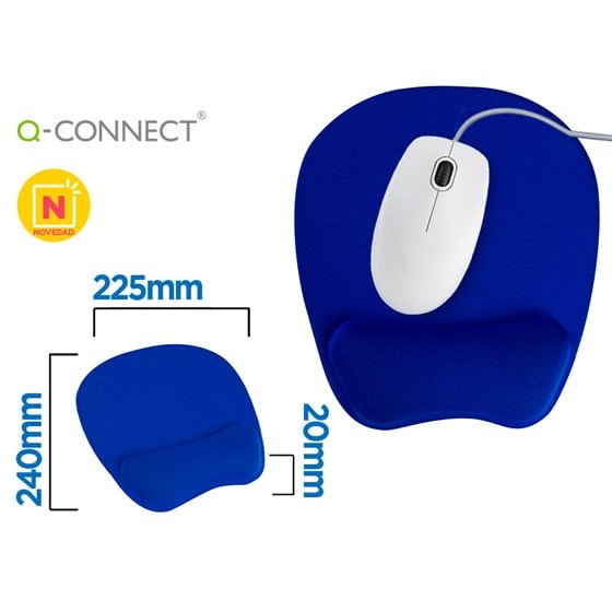 Alfombrilla Para Raton Q-Connect Con Reposamu�ecas Ergonomica De Gel Color Azul 225X240X20 Mm