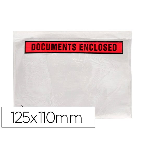 Sobre Autoadhesivo Q-Connect Portadocumentos Multilingue 125X110 Mm Sin Ventana Paquete De 100 Unidades