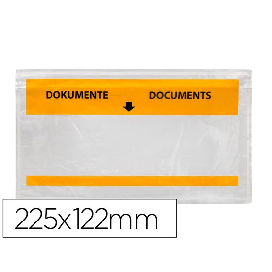 Sobre Autoadhesivo Q-Connect Portadocumentos Multilingue 225X122 Mm Ventana Totalmente Transparente Paquete De 1000