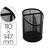 Cubilete Portalapices Q-Connect Negro Metal Redondo Rejilla Con 3 Compartimentos Diametro 110 Mm Alto 147 Mm