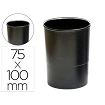 Cubilete Portalapices Q-Connect Negro Opaco Plastico Redondo Diametro 75 Mm Alto 100 Mm