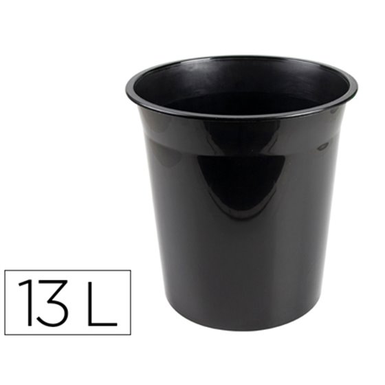 Papelera Plastico Q-Connect Negro Opaco 13 Litros 275X285 Mm