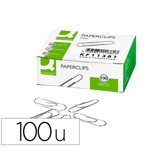 Clips Zinc Q-Connect N 4 Labiados 50 Mm Caja De 100 Unidades