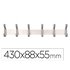 Perchero Liderpapel Pared Metalico 6 Colgadores Color Plata Mate 430X88X55 Mm