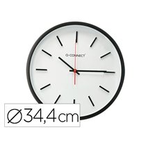 Reloj Q-Connect De Pared De Plastico Redondo 34,4 Cm Movimiento Silencioso Color Negro
