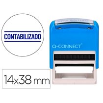 Sello Entintado Automatico Q-Connect Contabilizado Almohadilla 14X38 Mm Color Azul