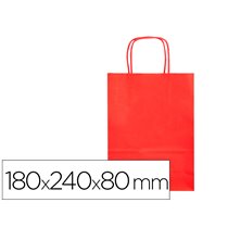 Bolsa Papel Q-Connect Celulosa Rojo Xs Con Asa Retorcida 180X240X80 Mm