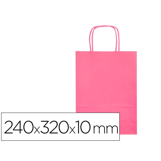 Bolsa Papel Q-Connect Celulosa Rosa S Con Asa Retorcida 240X320X10 Mm