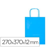 Bolsa Papel Q-Connect Celulosa Celeste M Con Asa Retorcida 270X370X12 Mm