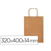 Bolsa Papel Q-Connect Celulosa Natural Liso L Con Asa Retorcida 320X400X14 Mm