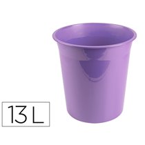 Papelera Plastico Liderpapel Lavanda Opaco 13 Litros 275X285 Mm