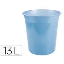 Papelera Plastico Liderpapel Celeste Translucido 13 Litros 275X285 Mm