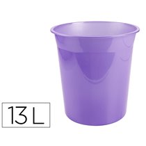 Papelera Plastico Liderpapel Lavanda Translucido 13 Litros 275X285 Mm