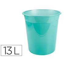 Papelera Plastico Liderpapel Menta Translucido 13 Litros 275X285 Mm