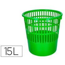 Papelera Plastico Q-Connect 15 Litros Rejilla Color Verde 285X290 Mm