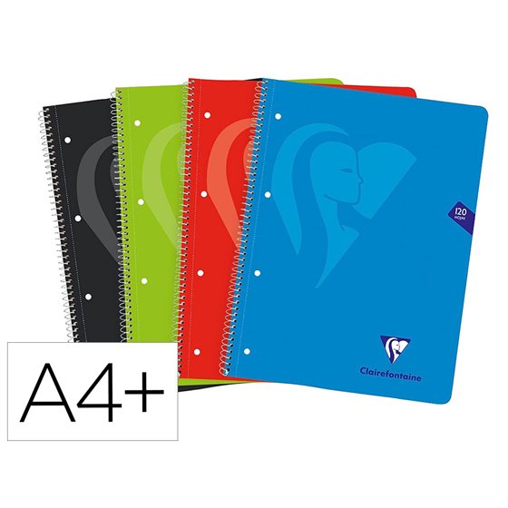 Cuaderno Espiral Clairefontaine Tapa Forrada Din A4+ Micro 120H 4 Tal 90 Gr 5 Bandas Color Cuadro 5 Mm