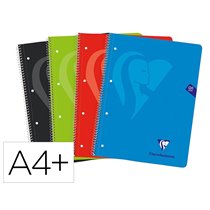 Cuaderno Espiral Clairefontaine Tapa Forrada Din A4+ Micro 120H 4 Tal 90 Gr 5 Bandas Color Cuadro 5 Mm
