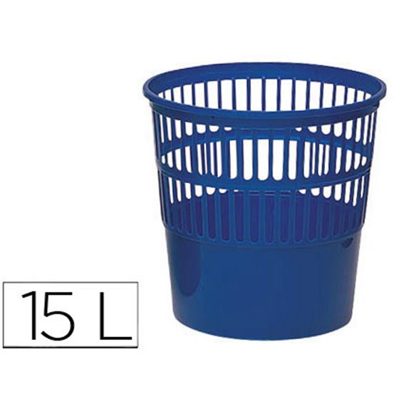 Papelera Plastico Q-Connect 15 Litros Rejilla Color Azul 285X290 Mm