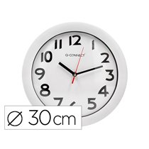 Reloj Q-Connect De Pared Plastico Oficina Redondo 30 Cm Marco Blanco
