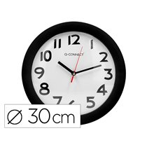 Reloj Q-Connect De Pared Plastico Oficina Redondo 30 Cm Marco Negro