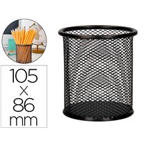 Cubilete Portalapices Q-Connect Negro Metal Redondo Rejilla Diametro 86 Mm Alto 105 Mm