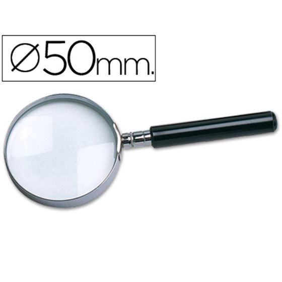 Lupa Q-Connect Cristal Aro Metalico Mango Plastico Negro 50 Mm