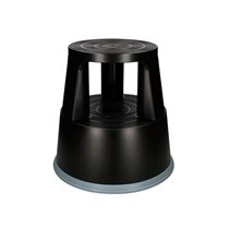 Taburete Q-Connect Ruedas Retractiles Tres Ruedas Dos Niveles Color Negro