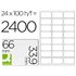 Etiqueta Adhesiva Q-Connect Kf10639 Tama�o 66X33,9 Mm Fotocopiadora Laser Ink-Jet Caja Con 100 Hojas Din A4