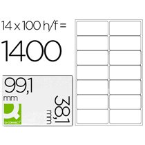 Etiqueta Adhesiva Q-Connect Kf01585 Tama�o 99,1X38,1 Mm Fotocopiadora Laser Ink-Jet Caja Con 100 Hojas Din A4