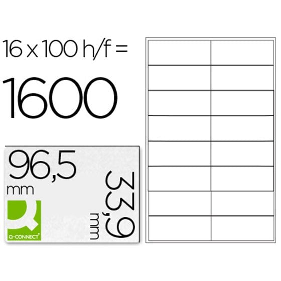Etiqueta Adhesiva Q-Connect Kf10651 Tama�o 96,5X33,9 Mm Fotocopiadora Laser Ink-Jet Caja Con 100 Hojas Din A4