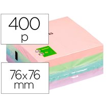 Bloc De Notas Adhesivas Quita Y Pon Q-Connect 76X76 Mm Pastel Con 400 Hojas