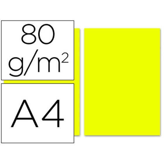 Papel Color Liderpapel A4 80Gr Limon Paquete De 100 Hojas