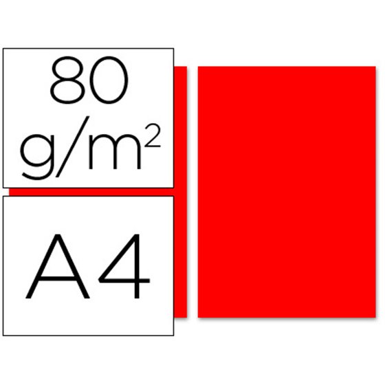 Papel Color Liderpapel A4 80Gr Rojo Paquete De 100 Hojas