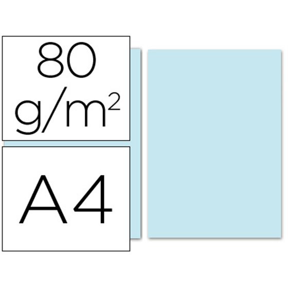 Papel Color Liderpapel A4 80Gr Celeste Paquete De 100 Hojas