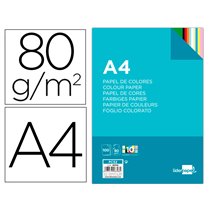 Papel Color Liderpapel A4 80Gr 10 Colores Surtidos Paquete De 100 Hojas