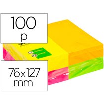 Bloc De Notas Adhesivas Quita Y Pon Q-Connect 127X76 Mm Con 100Hojas Fluorescentes Pack De 12 -Surtidas En 4 Colores