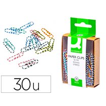 Clips Colores Rayados Q-Connect 50 Mm Caja De 30 Unidades Colores Surtidos