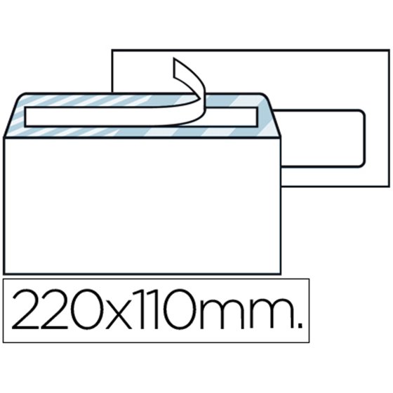Sobre Liderpapel N.3 Blanco Din Americano Ventana Derecha 110X220Mm Tira De Silicona System Open Caja De 500 Unidad