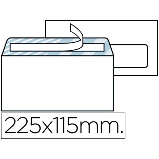 Sobre Liderpapel N.4 Blanco Americano Ventana Derecha 115X225Mm Tira Silicona Open System Caja De 500 Unidades