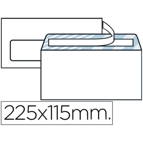 Sobre Liderpapel N.6 Blanco Americano Ventana Izquierda 115X225 Tira Silicona Open System Caja De 500 Unidades