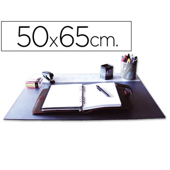 Vade Sobremesa Q-Connect Negro Con Solapas Transparentes 50X63 Cm